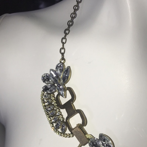 NWT The Wired Bird Reversible brass and jewel necklace 10 1/2” long - Picture 4 of 8